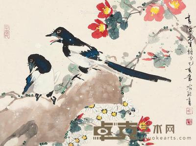 乙亥(1995)年作 双喜 镜片 设色纸本 41×55cm