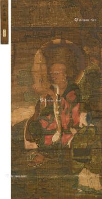  十六罗汉-第一尊者 立轴 设色绢本