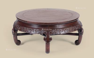  清代（1644-1911） 红木二龙戏珠纹五足圆桌
