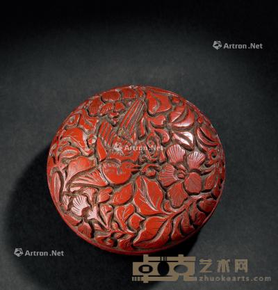  宋代-元代（960-1368） 剔红花鸟纹香盒 直径7.8cm；高3.3cm