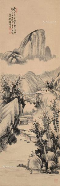  山水 立轴 设色纸本