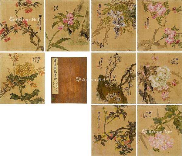  花卉 册页 九开 设色绢本