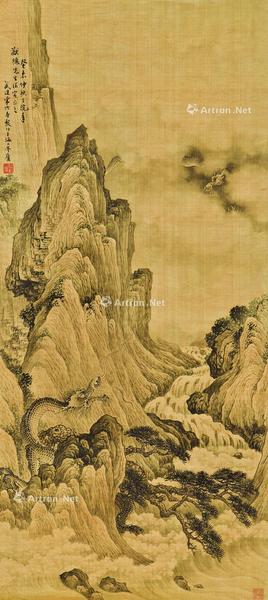  龙吟高山图 立轴 水墨绢本