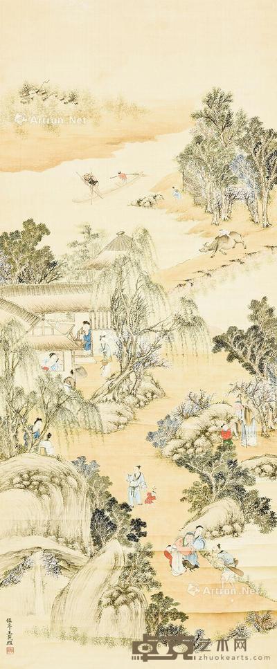  人物 立轴 设色绢本 128.5×54cm