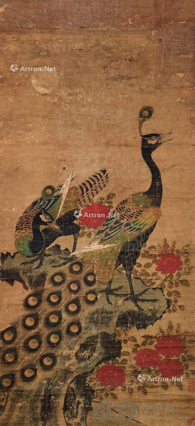 孔雀 立轴 设色纸本 129×58.5cm