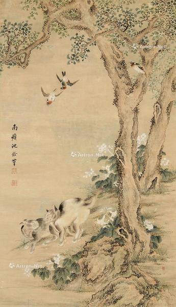  双猫 立轴 水墨纸本