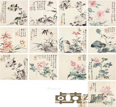  永松春洋花鸟 册页 （十三页） 设色纸本·水墨纸本 29×26cm×13