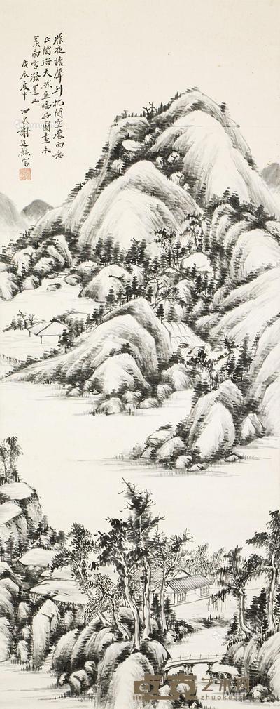  水墨山水 立轴 水墨纸本 133.5×53cm