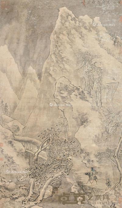  雪岭探梅图 立轴 设色纸本 173×101cm