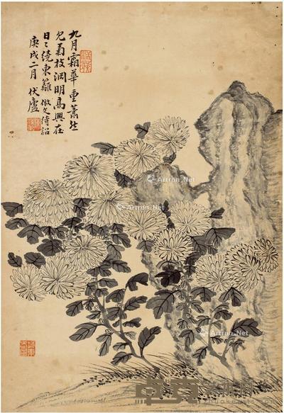  1910年作 秋菊图 立轴 水墨纸本 44.5×30.5cm