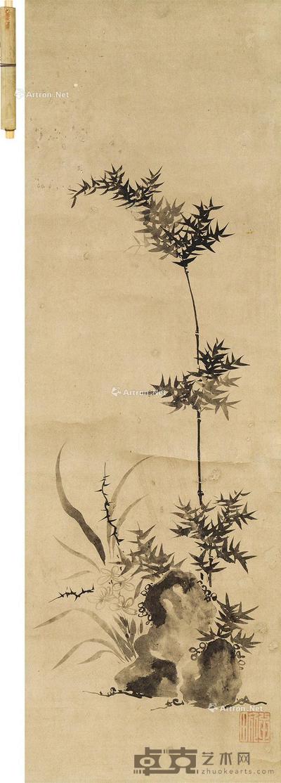 兰竹 立轴 水墨纸本 57.5×19cm