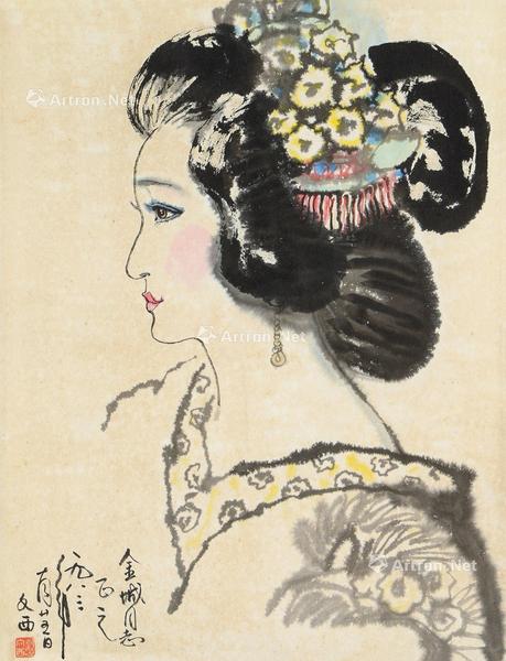  艺伎 镜心 设色纸本