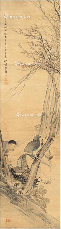  行吟图 立轴 设色纸本