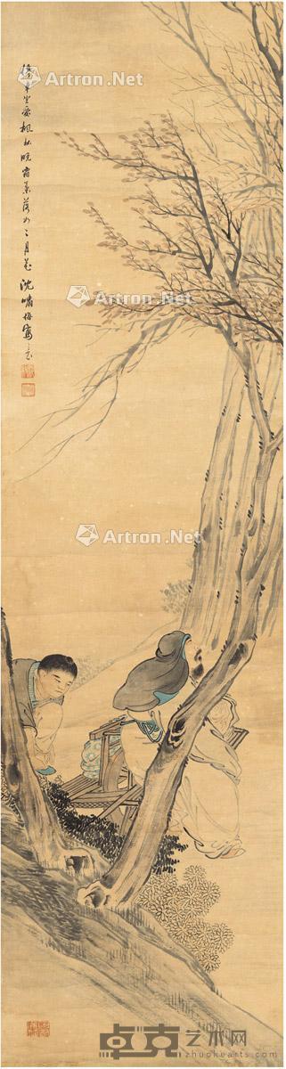  行吟图 立轴 设色纸本 174.5×46.5cm