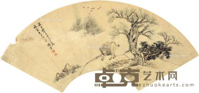  1720年作 芦溪放牧图 扇页 设色纸本 52.5×18.5cm