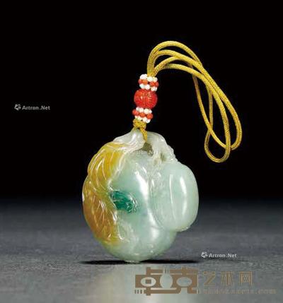  清·翡翠雕瓜瓞绵绵把件 长5cm；宽4.5cm