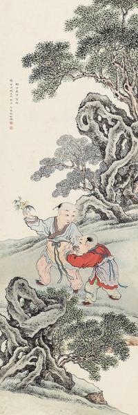  婴戏图 立轴 设色纸本