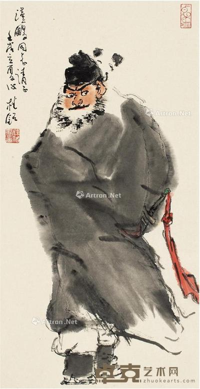  1982年作 钟馗图 镜片 设色纸本 65×33.5cm