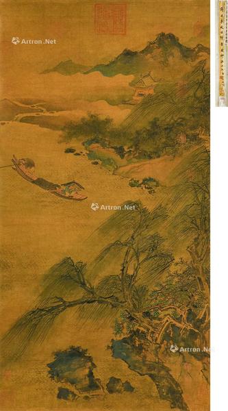  风雨归舟图 立轴 设色绢本