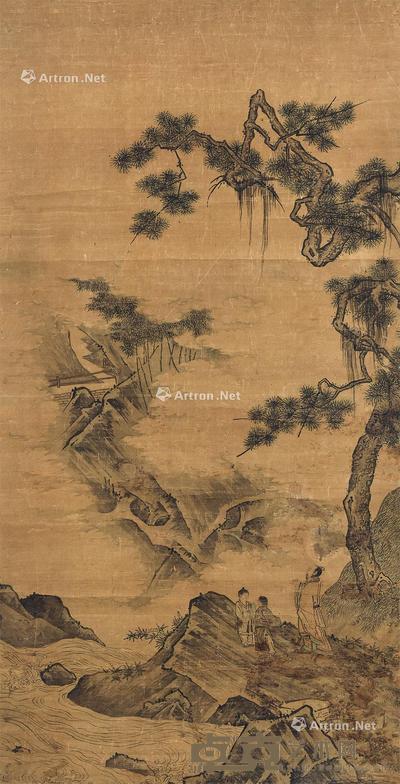 松下高士 立轴 设色绢本 114×59cm