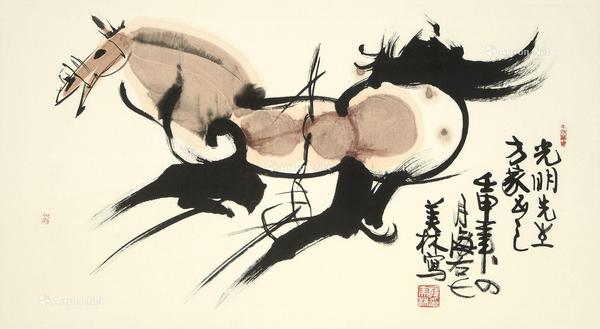  骏马 镜心 设色纸本