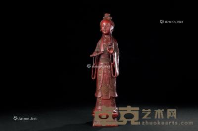  清代（1644-1911） 剔红执卷观音立像 高47cm