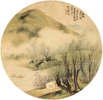  春林曲坞图 扇页 设色绢本