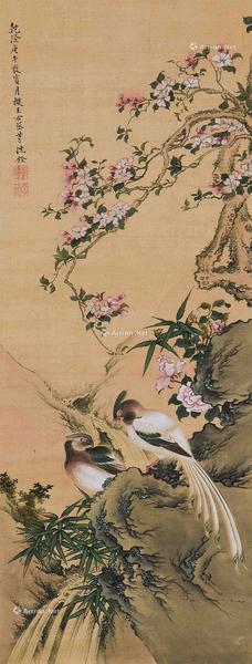  花鸟 立轴 设色绢本