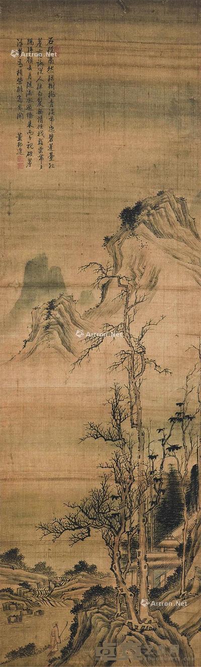  山水 立轴 设色绢本 116.5×34.5cm