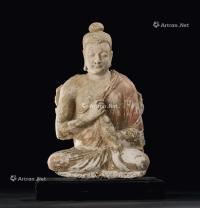  3世纪 陶加彩释迦牟尼佛座像