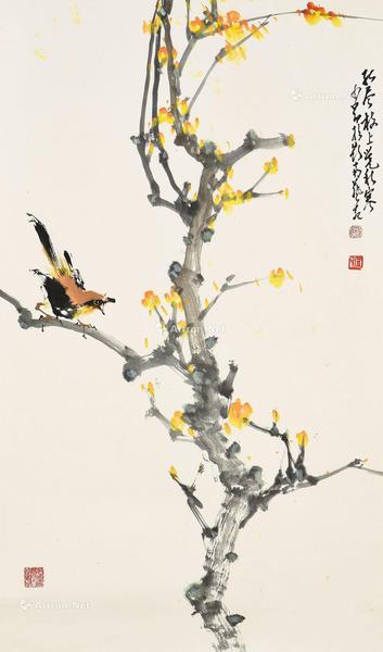  花鸟 立轴 设色纸本