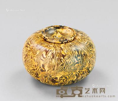  唐代 绞胎釉盖罐 直径10.6cm；高7cm