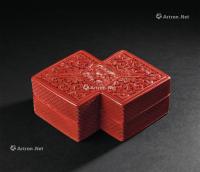  清代（1644-1911） 剔红卐字锦地花卉纹菱形盖盒