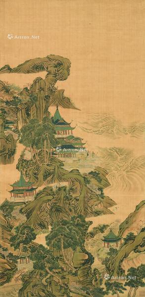  山水 立轴 设色绢本