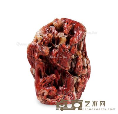  清 寿山石雕龙纹印章 高11cm