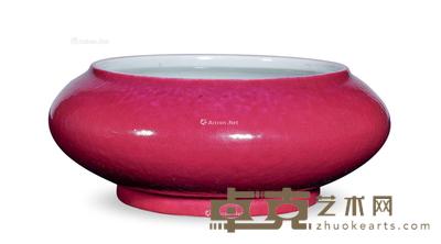  清晚期 胭脂红釉水洗 直径15cm