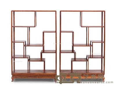  清 红木素工案上宝格 （一对） 50×18×78.5cm×2