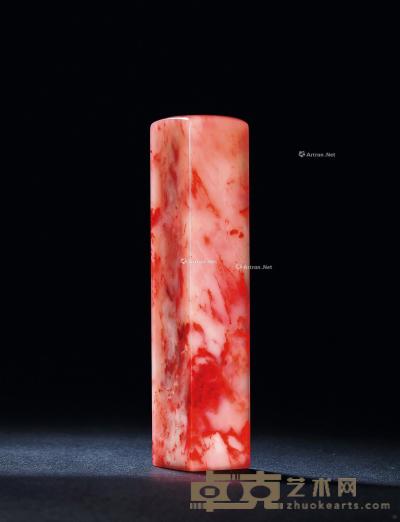  巴林鸡血石桃粉红方章 2.8×2.8×13.2cm