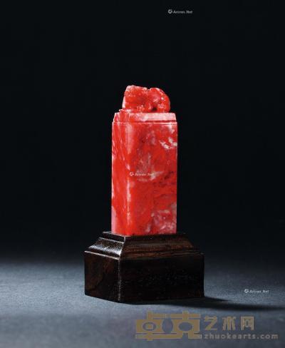  巴林鸡血石芙蓉红方章 2.7×1.9×7cm