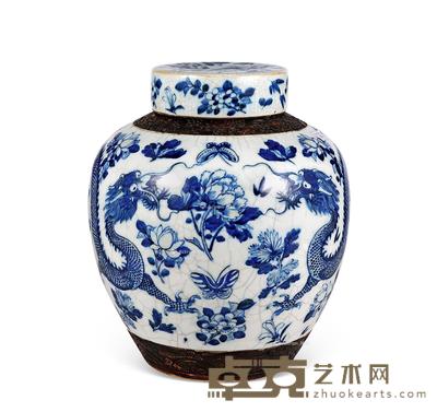  清中期 青花龙穿花大罐 高42cm