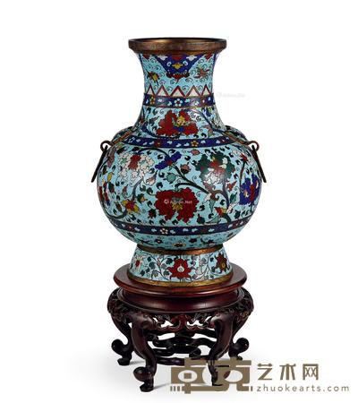  清早期 铜掐丝珐琅缠枝花卉铺首尊 高40cm