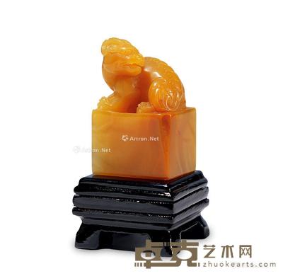  现代 寿山石兽钮章料 高4.3cm