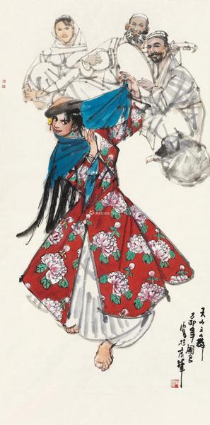  1999年作 天山之舞 镜框 设色纸本