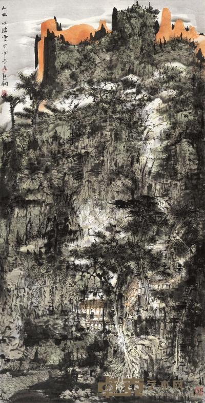  2004年作 山林吐繍云 镜心 设色纸本 132×69cm