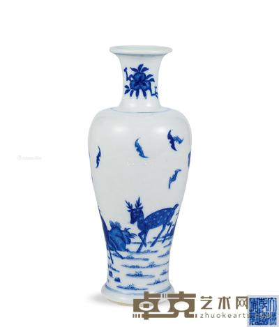  清 青花「福禄寿」观音瓶 高20cm