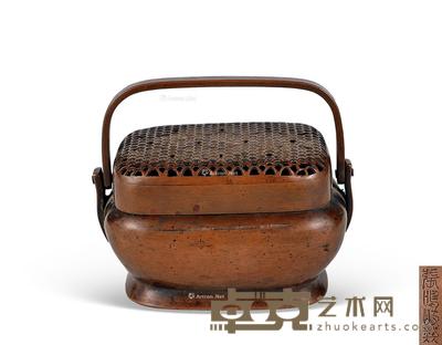  清早期 张鸣岐制铜手炉 11×7.5×7cm