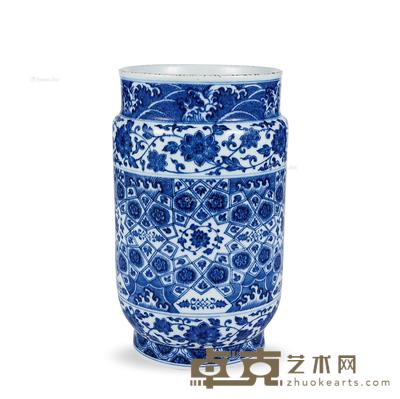  清乾隆 青花花卉壮罐 高24cm