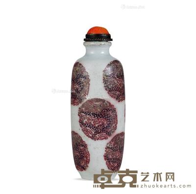  清中期 釉里红龙纹鼻烟壶 高9.5cm