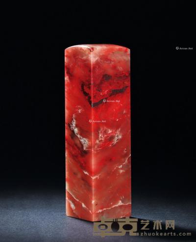 巴林鸡血石玫瑰红方章 4.3×4.3×14.5cm
