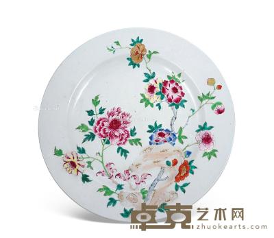  清雍正 粉彩花卉纹盘 直径38.5cm
